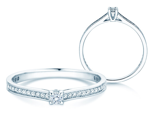 Verlovingsring Surprise Pavé in 14K witgoud met diamanten 0,23ct G/SI