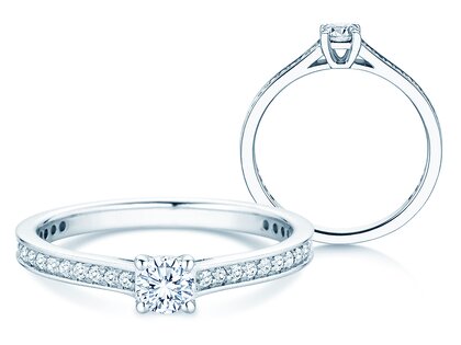 Verlovingsring Surprise Pavé in 9K witgoud met diamanten 0,49ct G/SI