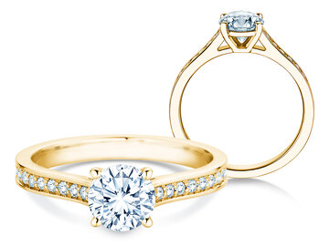 Verlovingsring Surprise Pavé in geelgoud