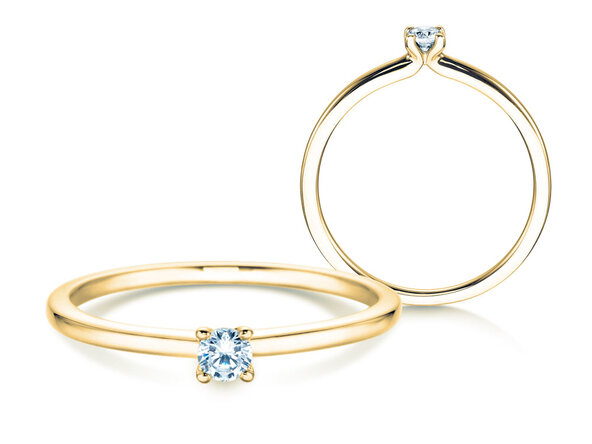 Verlovingsring Classic 4 in 14K geelgoud met diamant 0,10ct H/SI