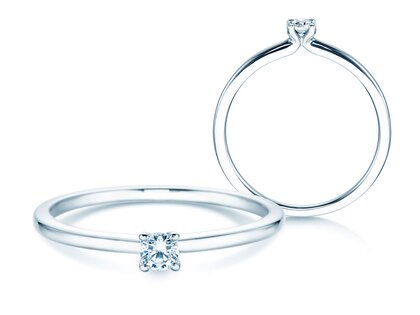 Verlovingsring Classic 4 in 18K witgoud met diamant 0,10ct H/SI