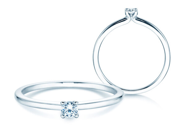 Verlovingsring Classic 4 in 18K witgoud met diamant 0,10ct H/SI