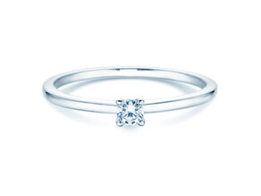 Verlovingsring Classic 4 in 18K witgoud met diamant 0,10ct H/SI