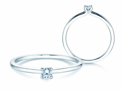 Verlovingsring Classic 4 in 14K witgoud met diamant 0,10ct G/SI