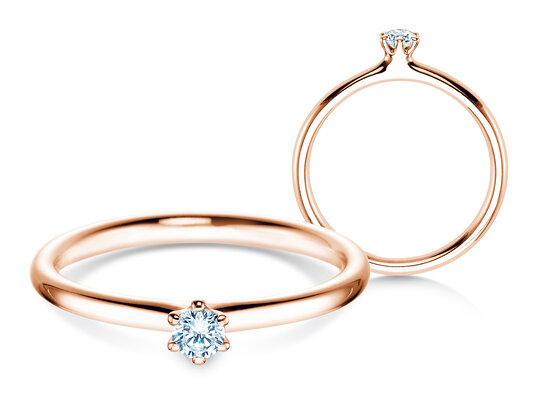 Verlovingsring Classic 6 in 14K roségoud met diamant 0,10ct G/IF
