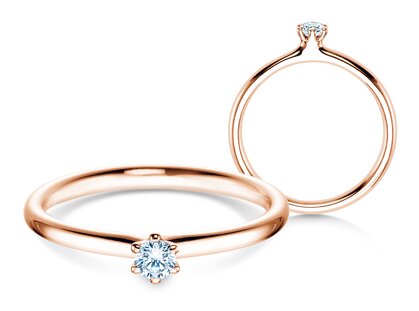 Verlovingsring Classic 6 in 14K roségoud met diamant 0,10ct G/SI