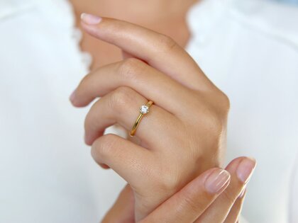 Verlovingsring Classic 6 in 18K geelgoud met diamant 0,25ct D/IF