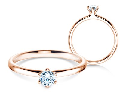 Verlovingsring Classic 6 in 14K roségoud met diamant 0,25ct H/SI