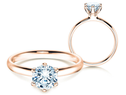 Verlovingsring Classic 6 in 14K roségoud met diamant 1,25ct H/SI