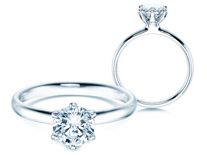 Verlovingsring Classic 6 in 18K witgoud met diamant 2,50ct H/SI