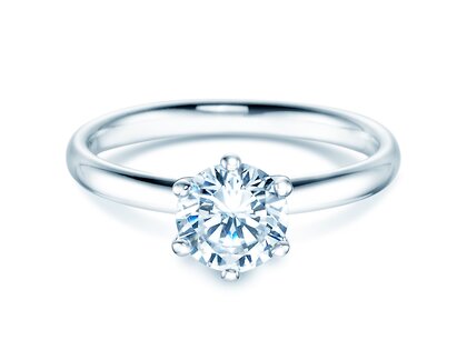 Verlovingsring Classic 6 in 18K witgoud met diamant 2,50ct H/SI