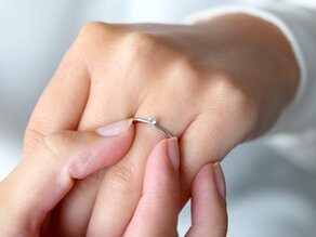 Verlovingsring Classic 6 in 14K witgoud met diamant 0,05ct H/SI