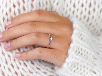 Verlovingsring Classic 6 in 14K witgoud met diamant 0,05ct H/SI