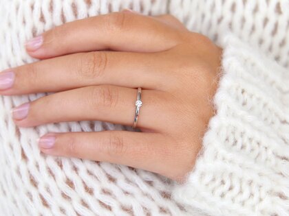 Verlovingsring Classic 6 in 18K witgoud met diamant 0,10ct H/SI