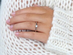 Verlovingsring Classic 6 in 14K witgoud met diamant 0,20ct H/SI