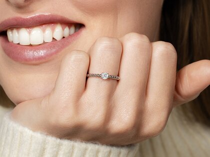 Verlovingsring Classic Beads in 9K roségoud met diamant 0,25ct H/SI