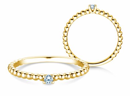 Verlovingsring Classic Beads in 14K geelgoud met diamant 0,05ct G/SI
