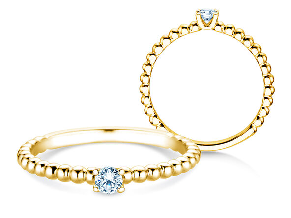 Verlovingsring Classic Beads in 14K geelgoud met diamant 0,10ct H/SI