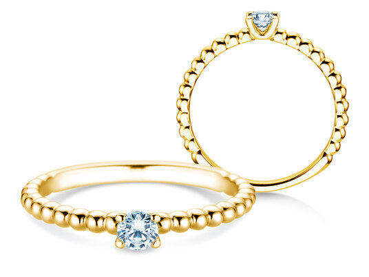 Verlovingsring Classic Beads in 9K geelgoud met diamant 0,20ct H/SI
