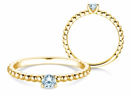 Verlovingsring Classic Beads in 9K geelgoud met Lab-grown diamant 0,15ct E/VS