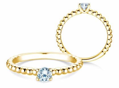 Verlovingsring Classic Beads in 14K geelgoud met diamant 0,25ct H/SI