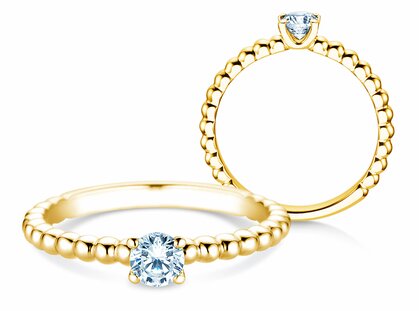 Verlovingsring Classic Beads in 14K geelgoud met diamant 0,30ct G/SI