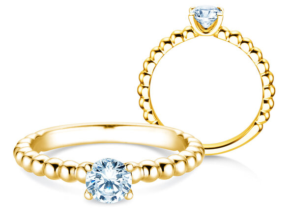 Verlovingsring Classic Beads in 18K geelgoud met diamant 0,60ct H/SI