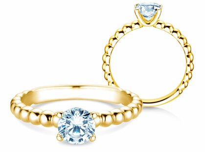Verlovingsring Classic Beads in 9K geelgoud met Lab-grown diamant 0,75ct D/IF