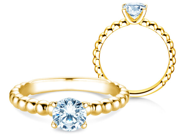 Verlovingsring Classic Beads in 18K geelgoud met Lab-grown diamant 0,75ct E/VS