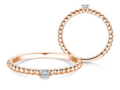 Verlovingsring Classic Beads in 14K roségoud met diamant 0,05ct G/SI