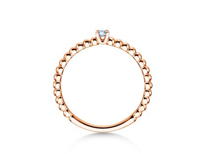 Verlovingsring Classic Beads in 14K roségoud met diamant 0,05ct G/SI