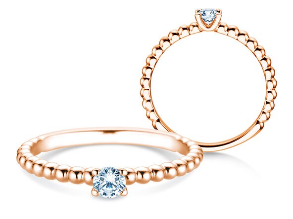 Verlovingsring Classic Beads in 14K roségoud met Lab-grown diamant 0,15ct E/VS