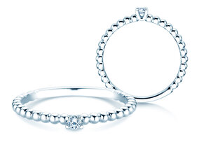 Verlovingsring Classic Beads in 14K witgoud met diamant 0,05ct G/SI