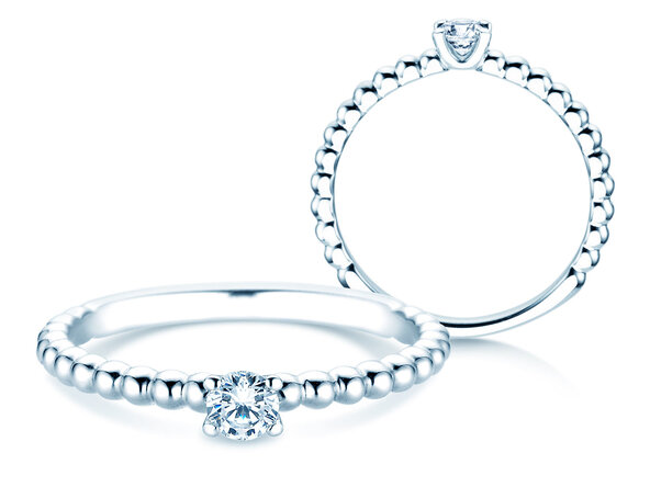 Verlovingsring Classic Beads in 14K witgoud met Lab-grown diamant 0,15ct E/VS