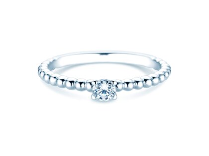 Verlovingsring Classic Beads in 14K witgoud met Lab-grown diamant 0,15ct E/VS
