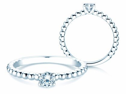 Verlovingsring Classic Beads in 14K witgoud met diamant 0,25ct H/SI