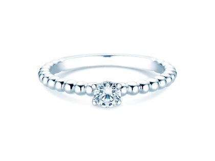 Verlovingsring Classic Beads in 9K witgoud met diamant 0,25ct H/SI