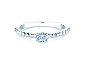 Verlovingsring Classic Beads in 9K witgoud met diamant 0,25ct H/SI