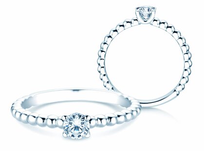 Verlovingsring Classic Beads in 14K witgoud met diamant 0,30ct G/SI