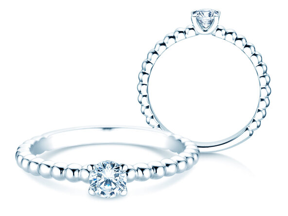 Verlovingsring Classic Beads in 9K witgoud met diamant 0,30ct H/SI