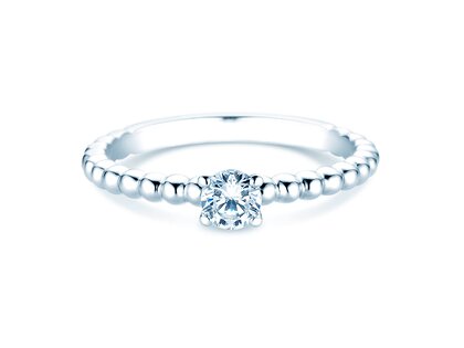 Verlovingsring Classic Beads in 9K witgoud met diamant 0,30ct H/SI