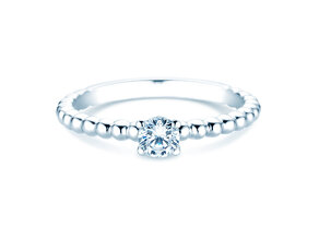 Verlovingsring Classic Beads in 9K witgoud met diamant 0,30ct H/SI