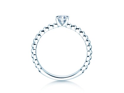 Verlovingsring Classic Beads in 9K witgoud met diamant 0,30ct H/SI