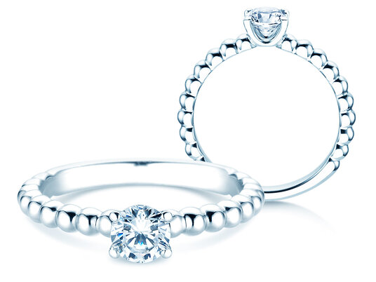 Verlovingsring Classic Beads in 9K witgoud met diamant 0,50ct H/SI