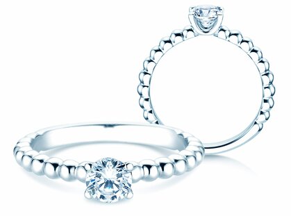 Verlovingsring Classic Beads in 14K witgoud met diamant 0,50ct G/SI