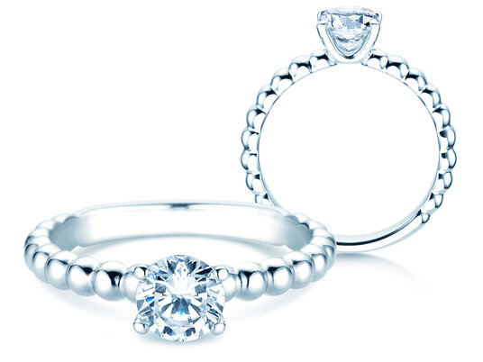 Verlovingsring Classic Beads in 9K witgoud met diamant 0,75ct H/SI