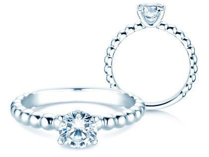 Verlovingsring Classic Beads in 14K witgoud met Lab-grown diamant 0,75ct E/VS
