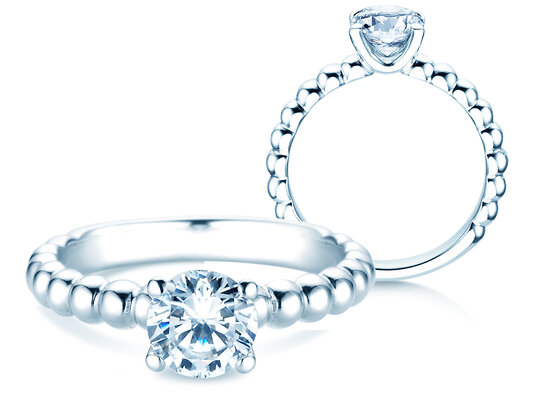 Verlovingsring Classic Beads in 9K witgoud met diamant 1,00ct H/SI