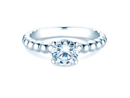 Verlovingsring Classic Beads in 9K witgoud met diamant 1,00ct D/IF