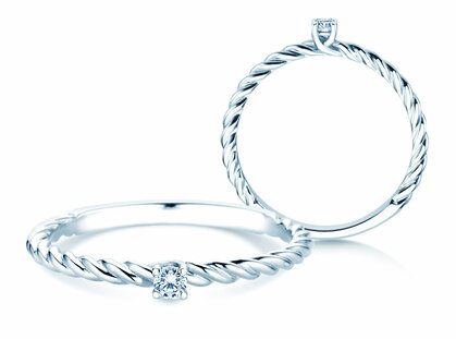 Verlovingsring Classic Loop in 14K witgoud met diamant 0,05ct G/SI